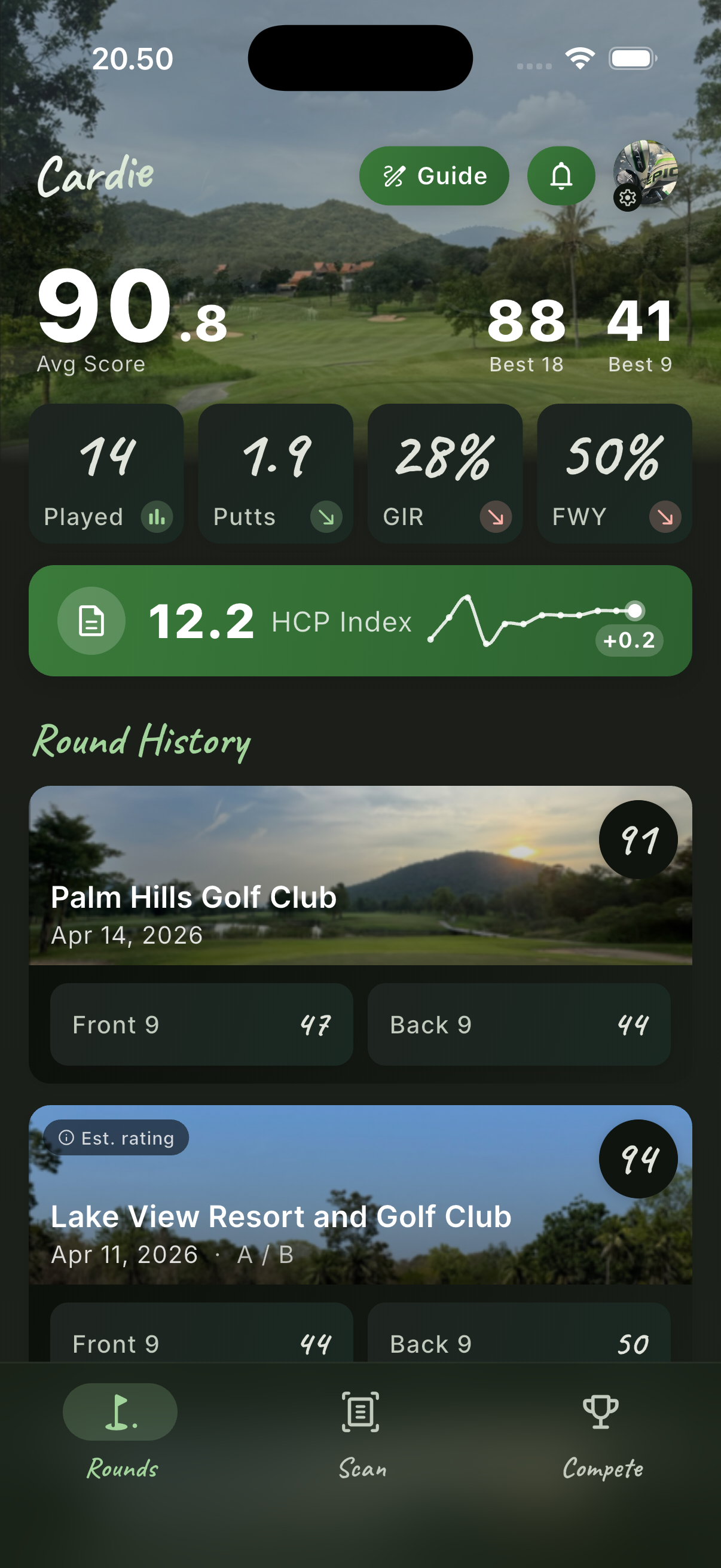 Cardie Golf — rounds and handicap tracking